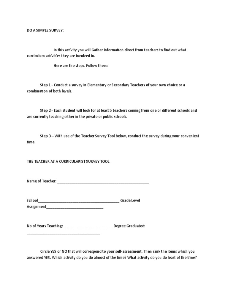 Survey Pdf Curriculum Teachers