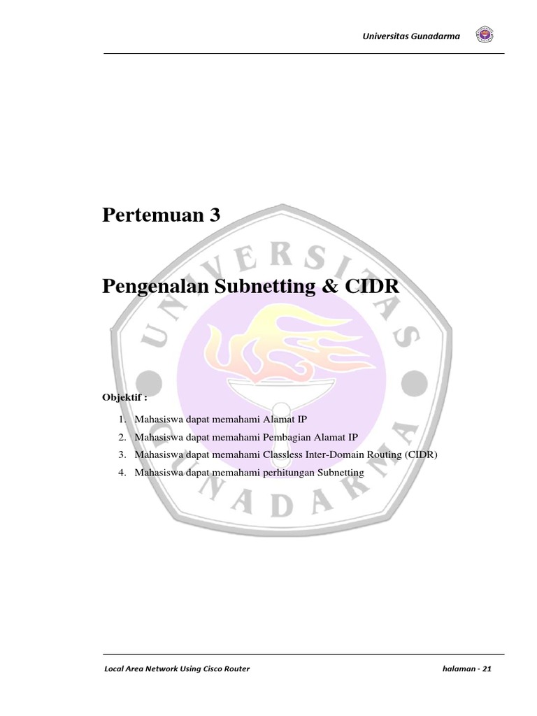 Pengenalan Subnetting dan CIDR IP Address | PDF | Komputer