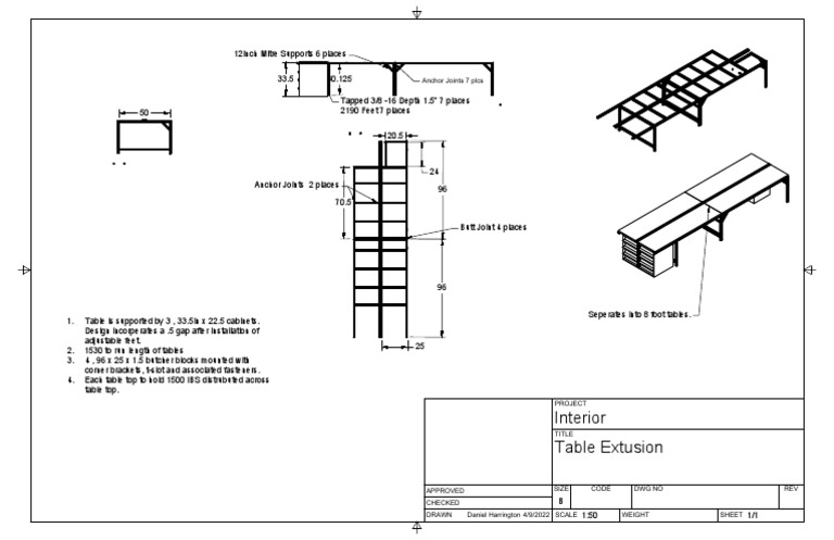 Table Extusion Drawing v2 | PDF