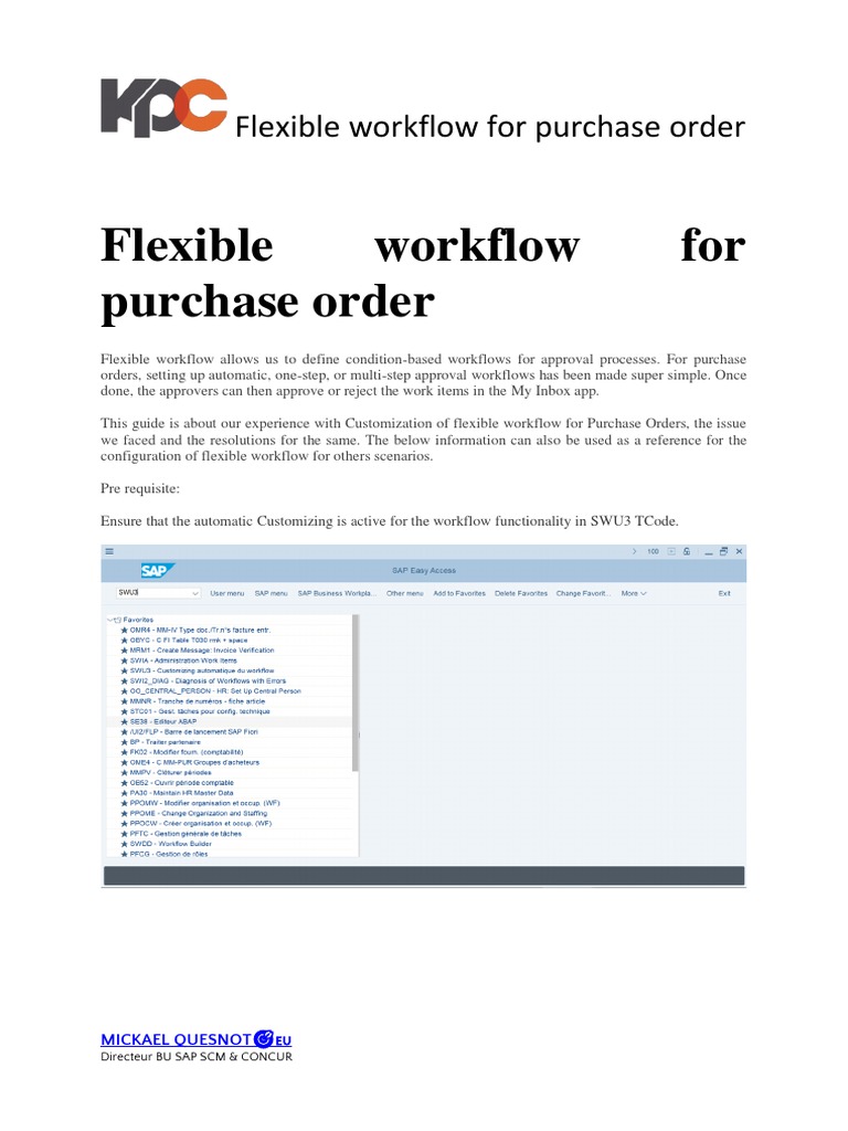 Flexible workflow for purchase orders pdf