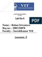 Lab Da-4 Name: - Rohan Srivastava Reg No: - 20bce0878 Faculty: - Sureshkumar Wii 5