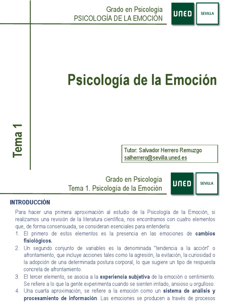 Fundamentos de la Psicología Emocional | PDF | Las emociones ...