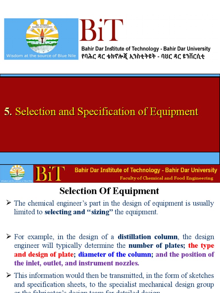 Selection and Specification of Equipment | Download Free PDF | Chemical ...