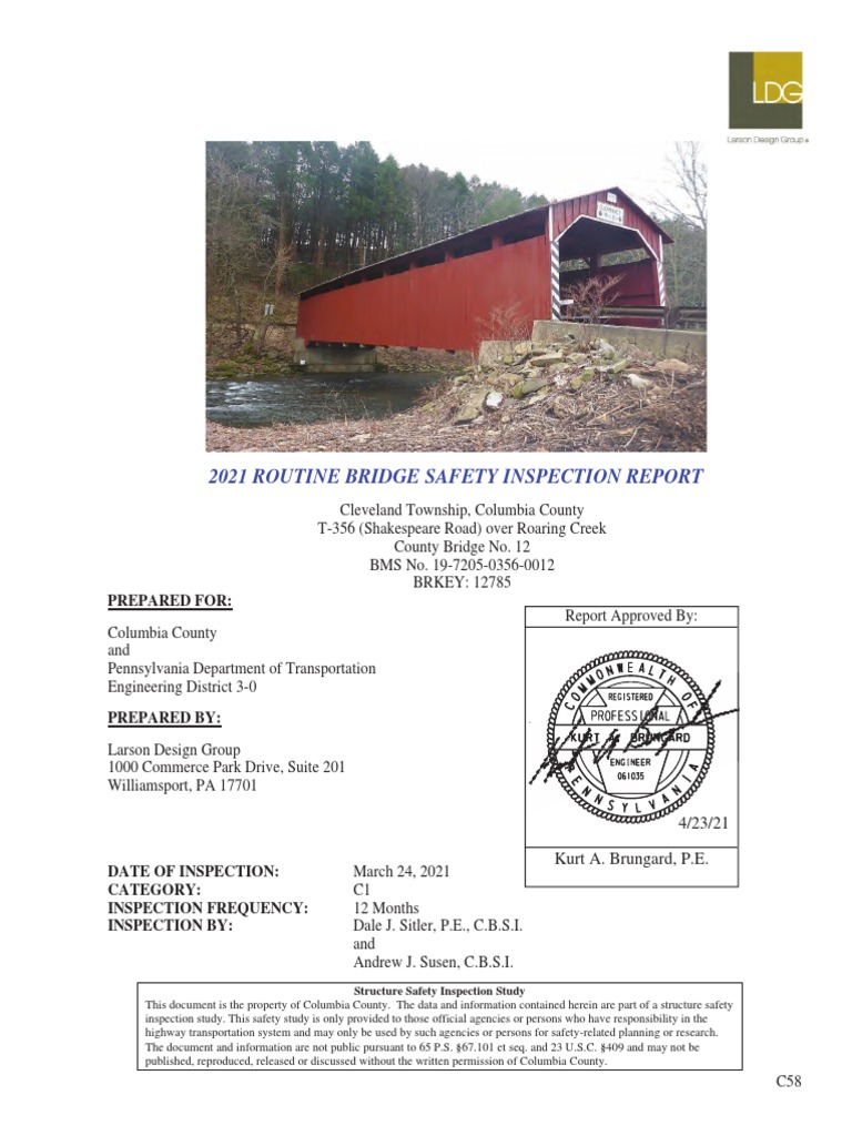 Bridge Inspection Report: T-356 2021 | PDF | Truss | Bridge