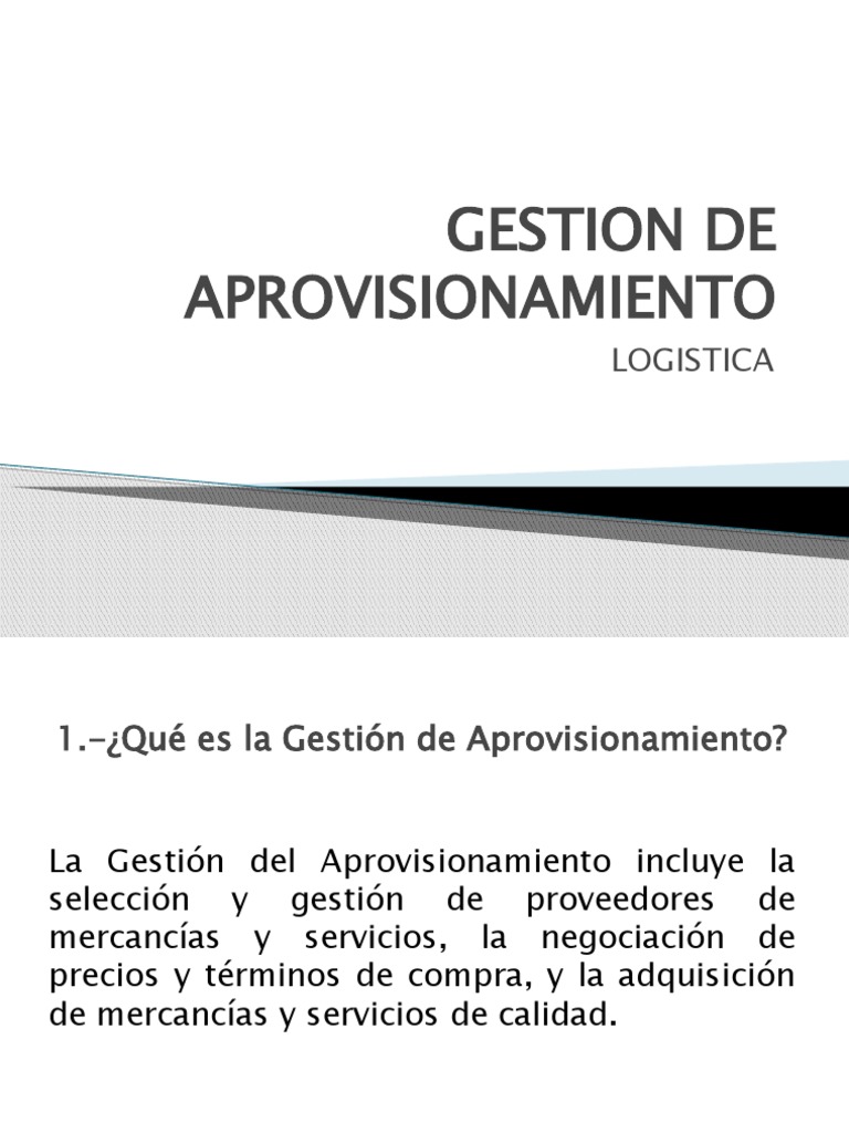 Gestion de Aprovisionamiento | PDF | Obtención | Calidad (comercial)