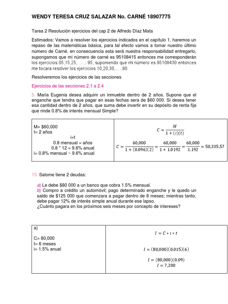 Tarea 2 Resolución Ejercicios Del Cap 2 de Alfredo Díaz Mata PDF