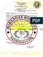 Republic of The Philippines City of Santiago Barangay Rosario - Ooo-Office of The Sangguniang Barangay