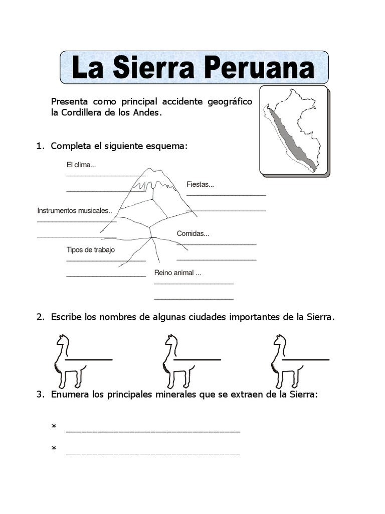 Ficha de La Sierra Peruana para Segundo | PDF