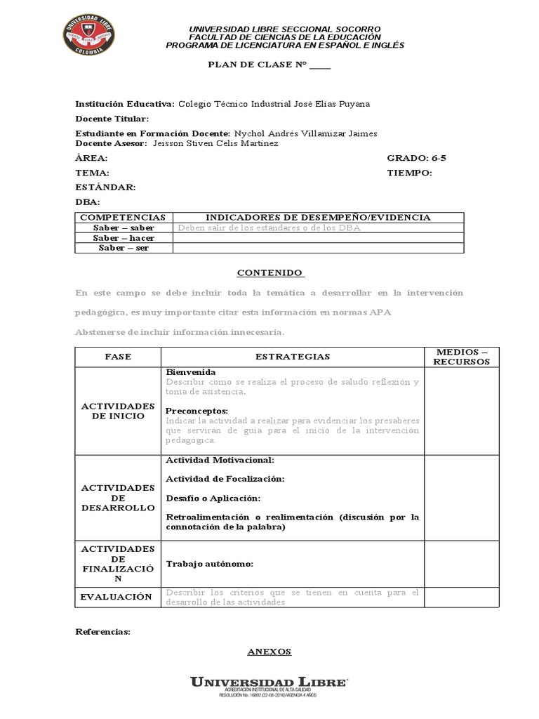 Plan de Clase 2 | PDF