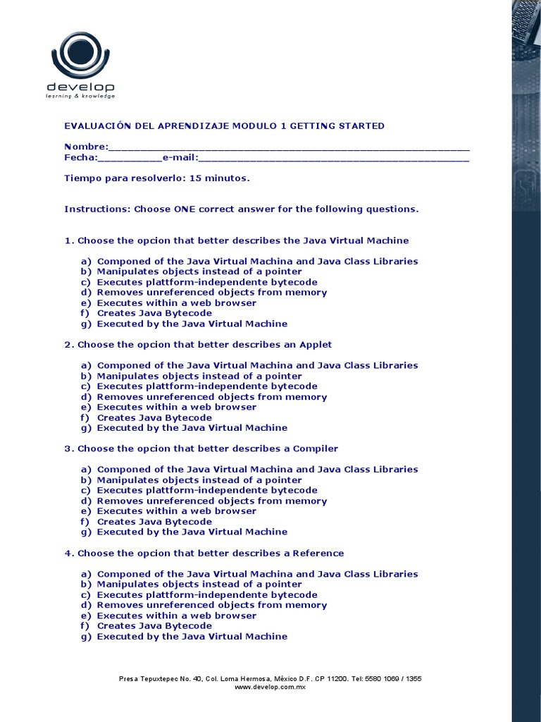 Examen Modulo 1 Alumno Download Free Pdf Java Virtual Machine