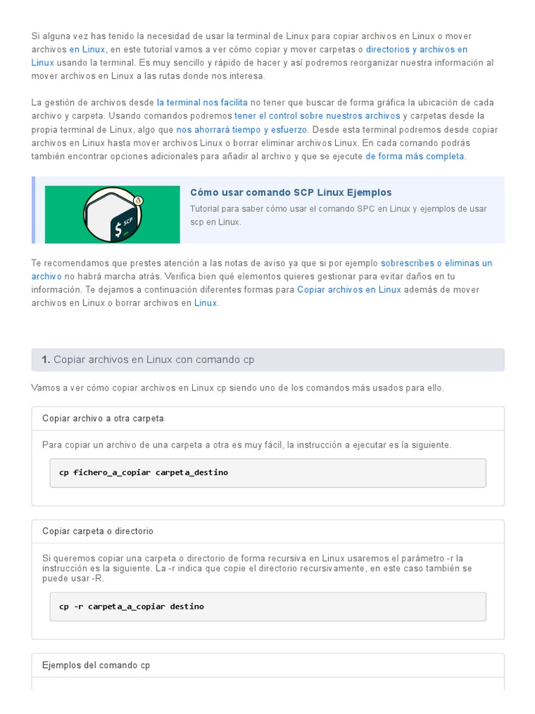Copiar y mover archivos en Linux | PDF | Archivo de computadora ...