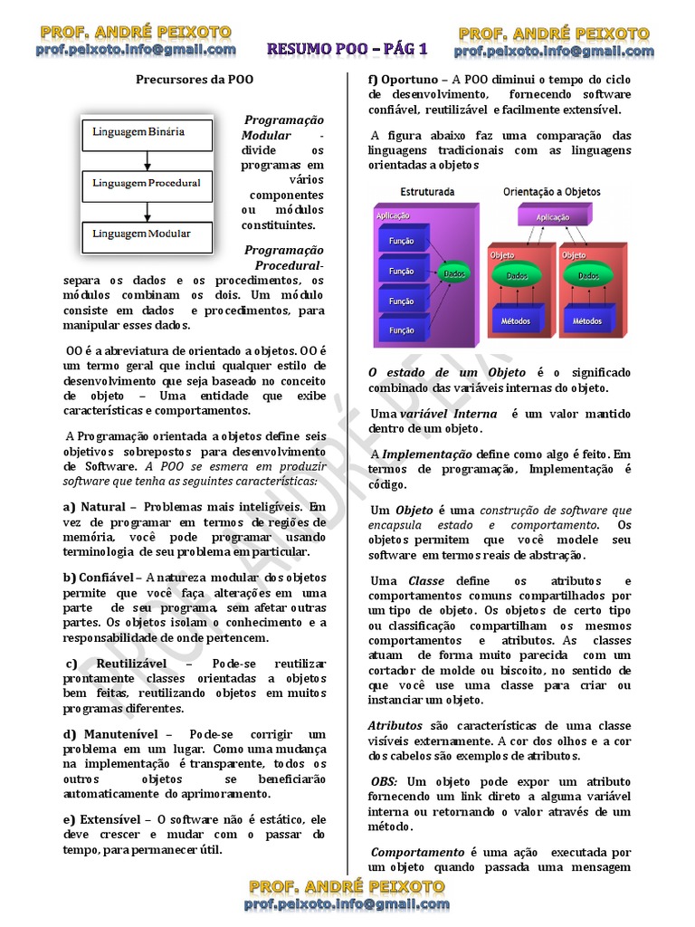 Definição e Características de Objetos POO | PDF | Classe (programação ...
