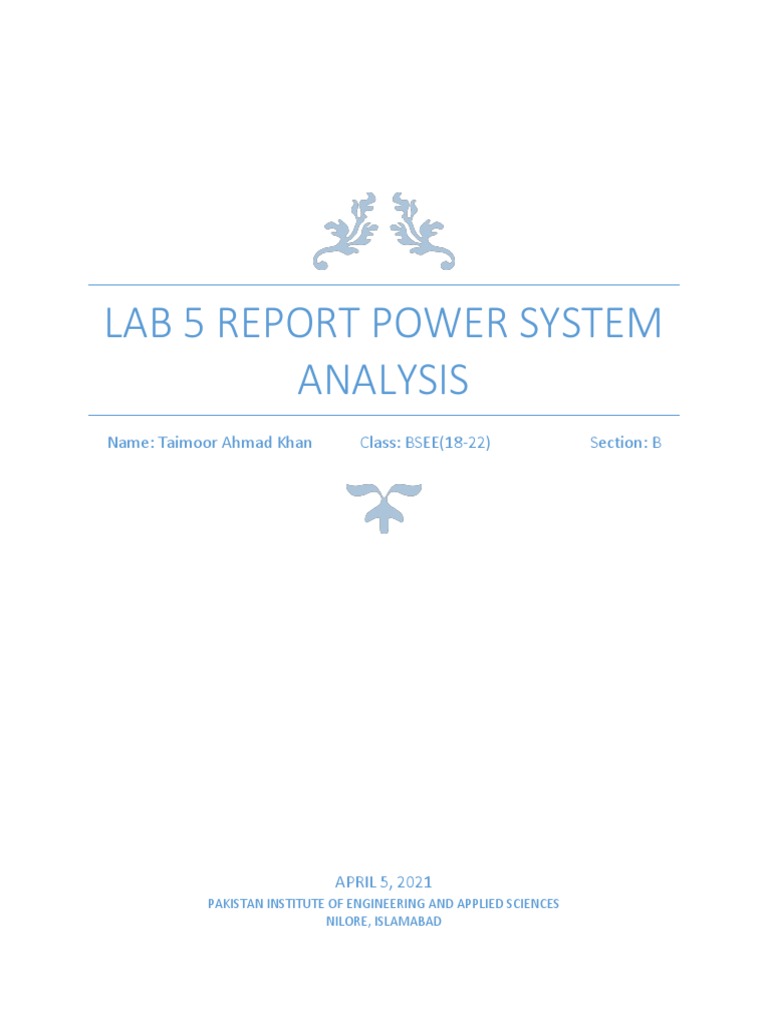 Power System Analysis Lab Report | PDF | Quantity | Electrical Engineering