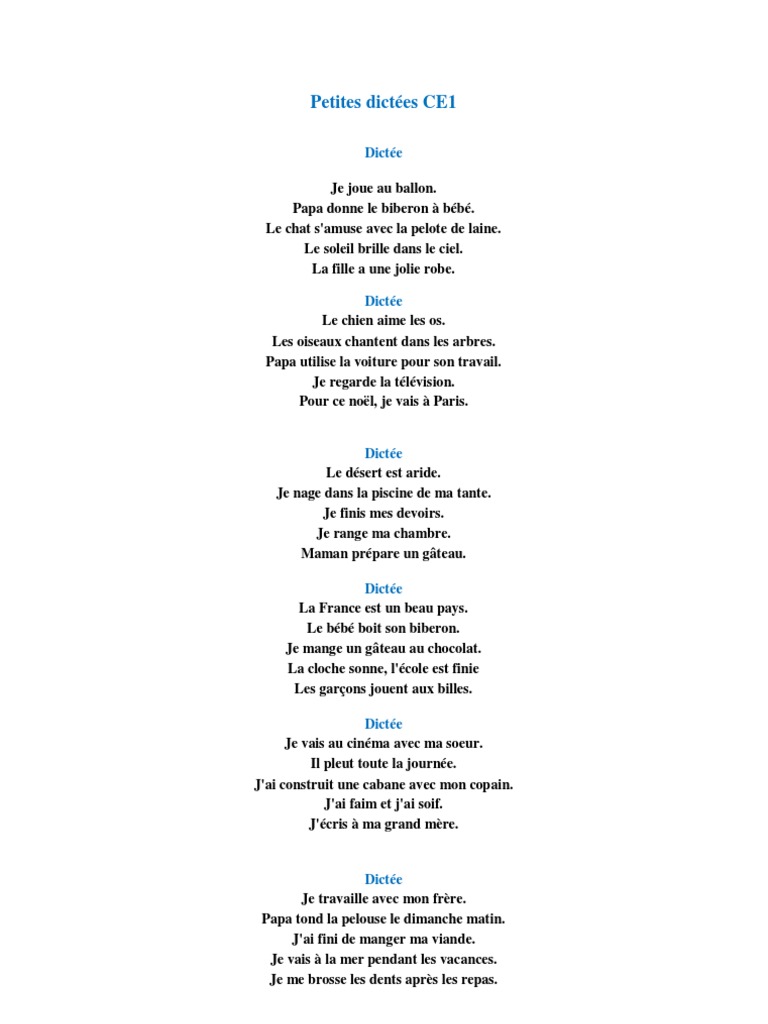 Dictees Ce1 Pdf