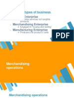 3 Major Types of Business: Service Enterprise Merchandising Enterprise Manufacturing Enterprise