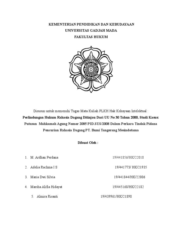 Mini Paper PLKH HKI Kel 14 - Perlindungan Rahasia Dagang PT BTM | PDF