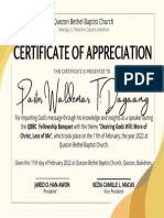 QBBC Certificate Appreciation Pastor Dagaang