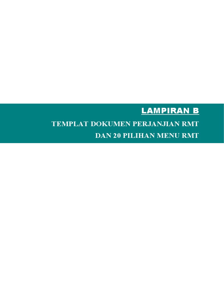 Perjanjian Pembekalan Makanan RMT | PDF
