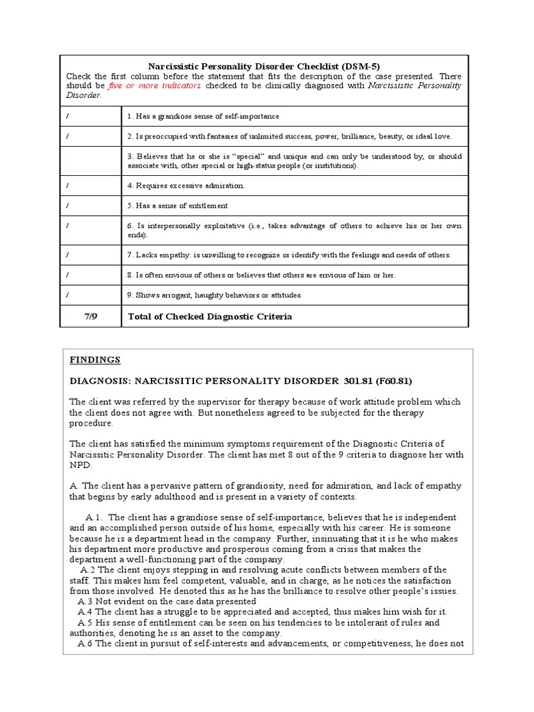 Narcissistic Personality Disord LABIO | PDF | Psychology ...