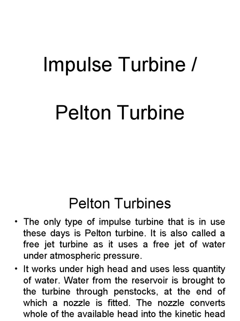Impulse Turbine / Pelton Turbine | PDF | Turbine | Jet Engine