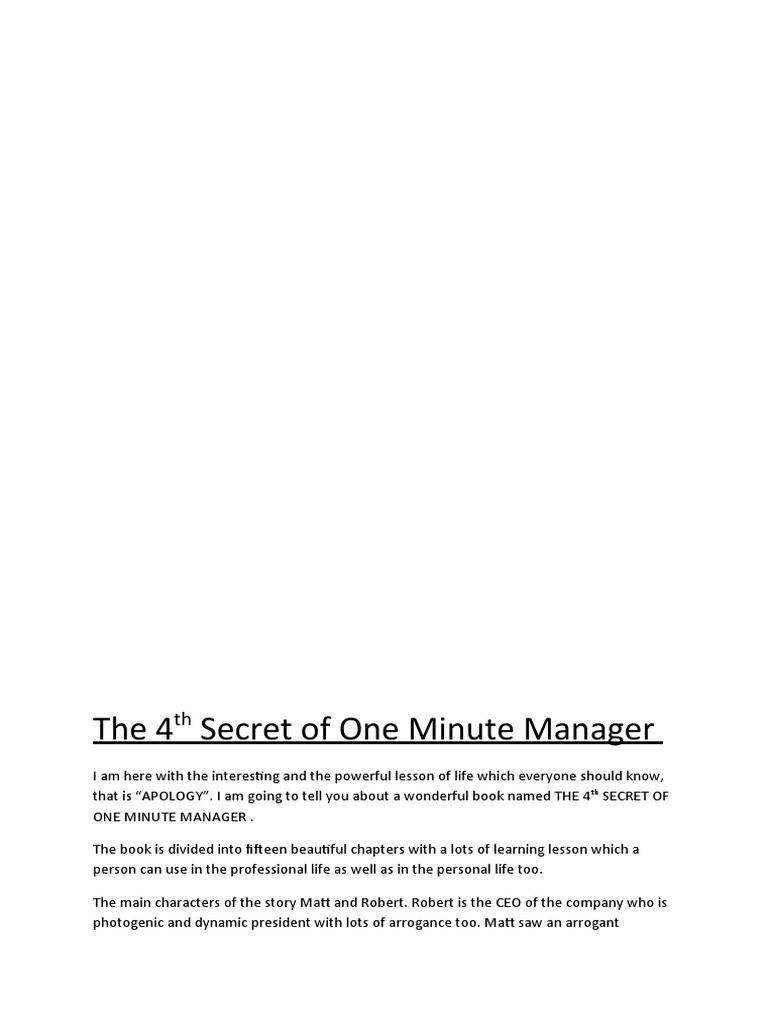 The 4th Secret of One Minute Manager | PDF