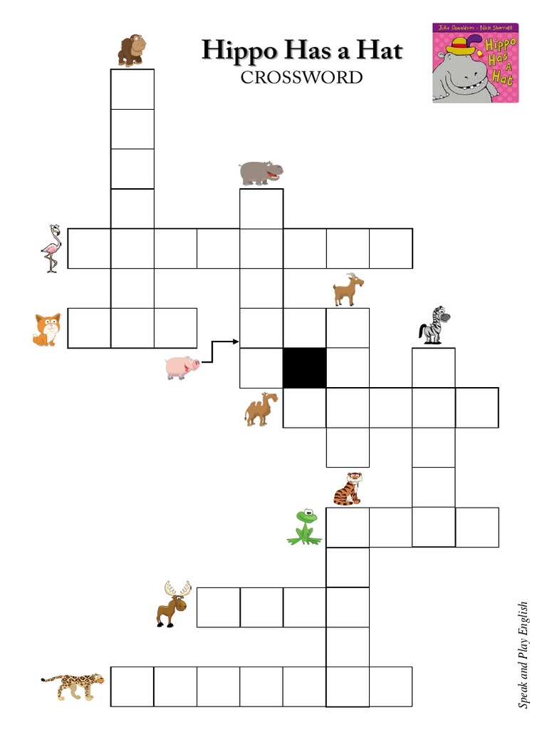Hippo Has A Hat CrosswordsAnimals PDF