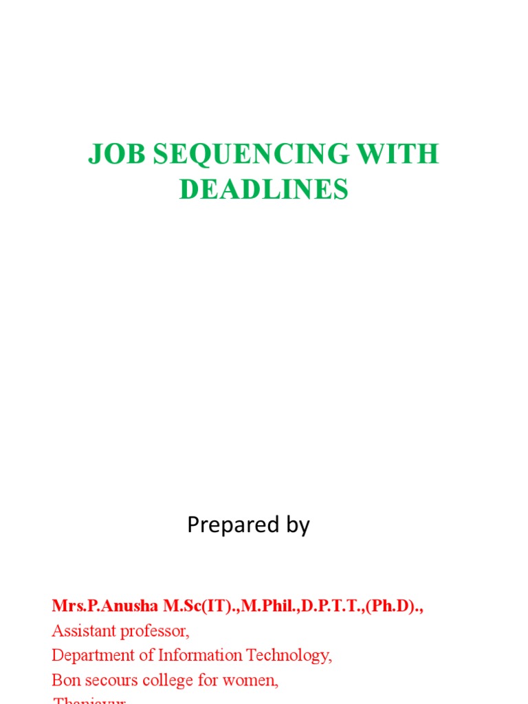 Job Sequencing with Deadlines Explained | PDF | Teaching Methods ...