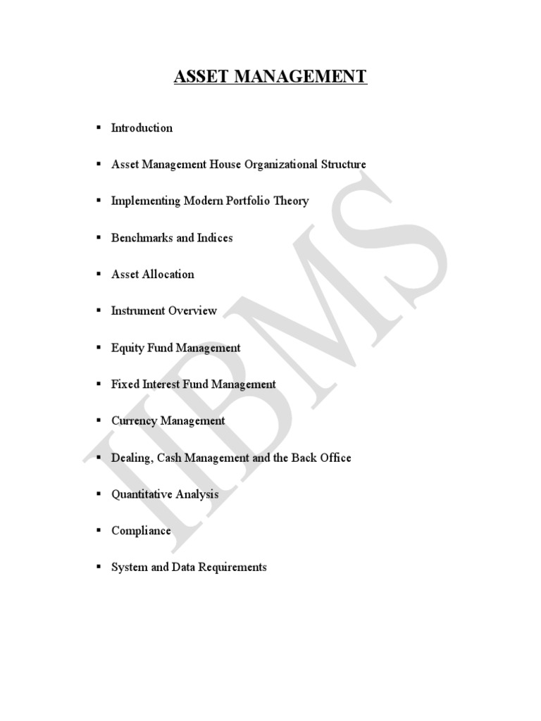 Asset Management | PDF | Finance & Money Management