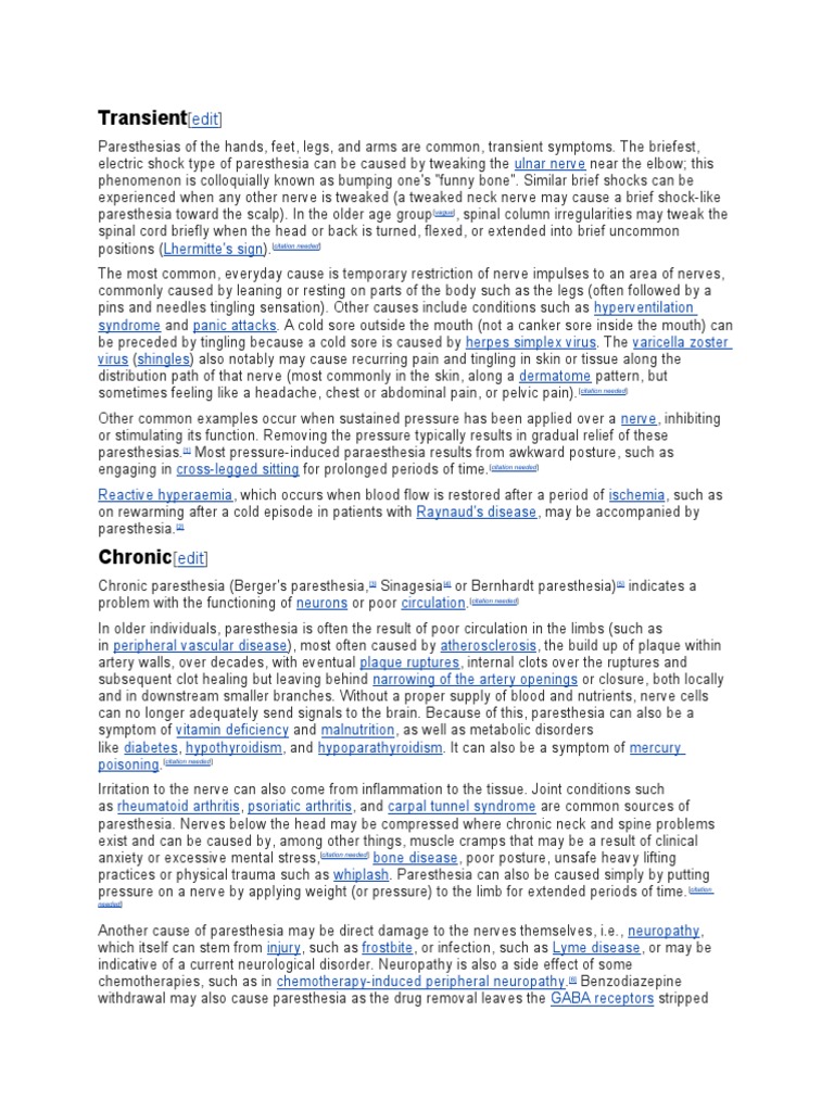 A Comprehensive Look at the Causes and Types of Paresthesia Transient