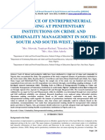 Influence of Entrepreneurial Training at Penitentiary Institutions On Crime and Criminality Management in South South and South-West, Nigeria
