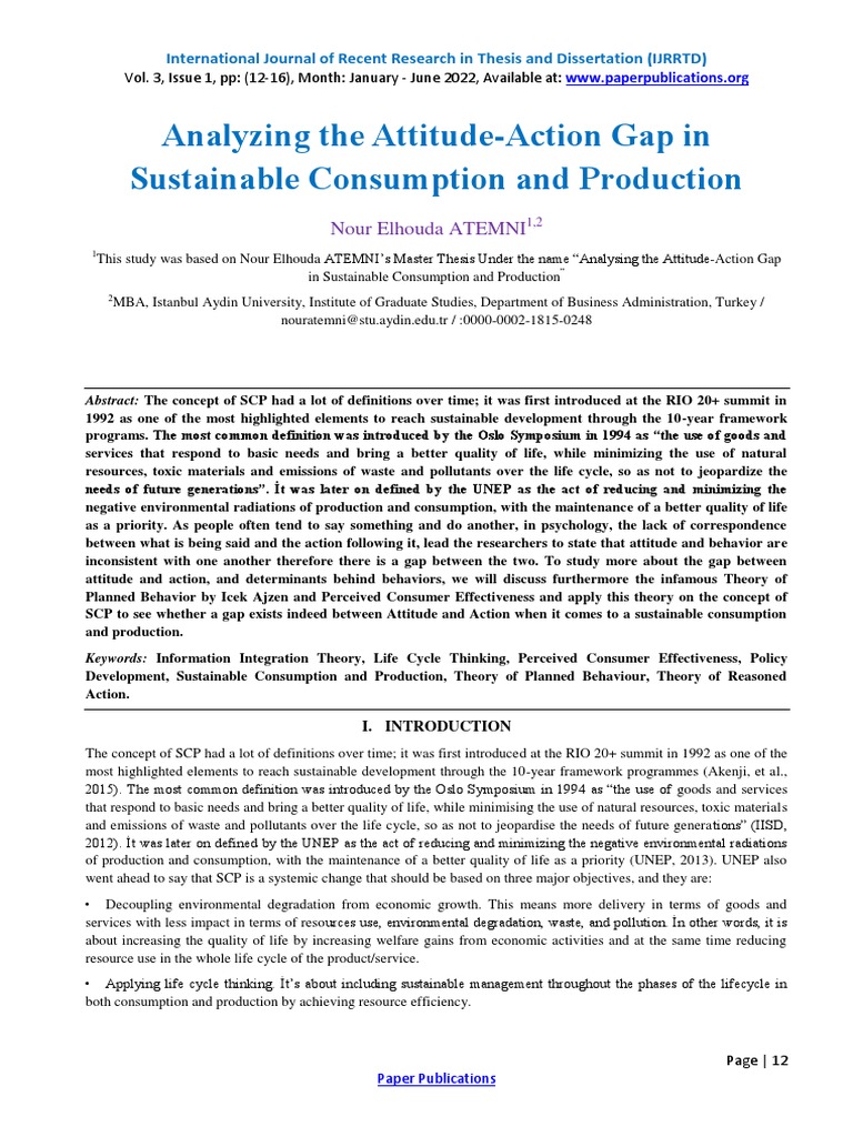 Attitude-Action Gap in Sustainable Consumption | PDF | Sustainability ...