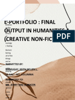 E-Portfolio: Final Output in Humanities 4 (Creative Non-Fiction)