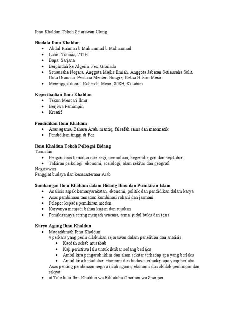 27 Ibnu Khaldun Tokoh Sejarawan Ulung Pdf