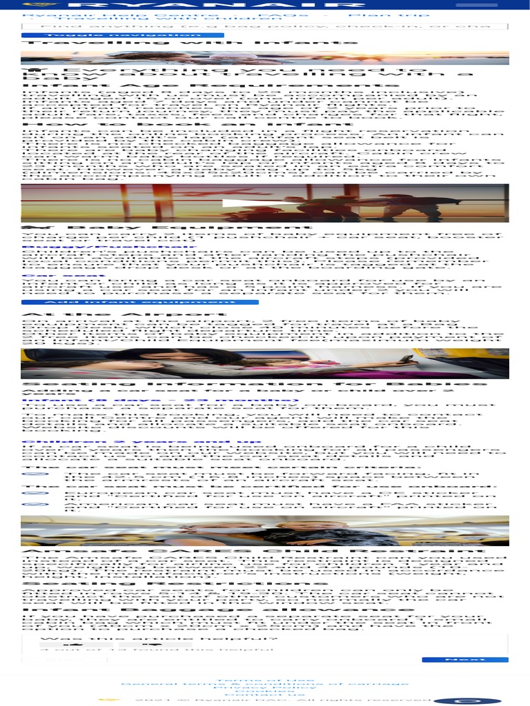 Travelling With Infants Ryanair Help Centre PDF Airport Aviation