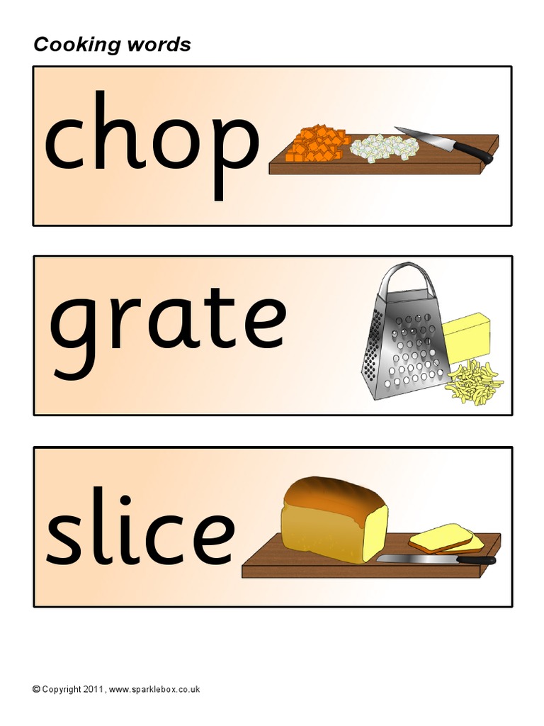 Grate Slice Chop: Cooking Words | PDF