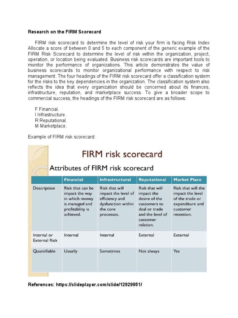 FIRM Risk Scorecard PDF