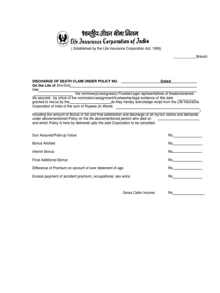 LIC Death Claim Form 3801 Instructions | PDF | Life Insurance | Insurance