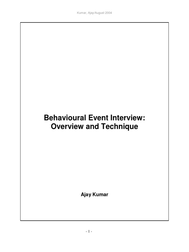 Understanding Behavioural Event Interviews | PDF | Job Interview ...