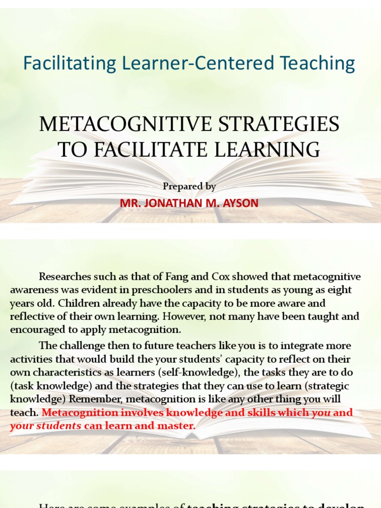 Metacognitive Strategies for Learner-Centered Teaching | PDF | Learning ...