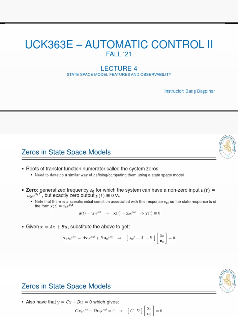 State Space Model Zeros & Observability | PDF | Control Theory ...