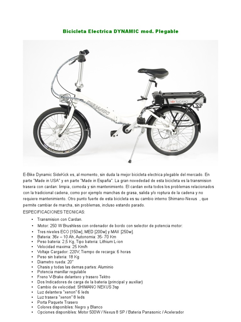 E-Bike Plegable Dynamic con Cardan | PDF