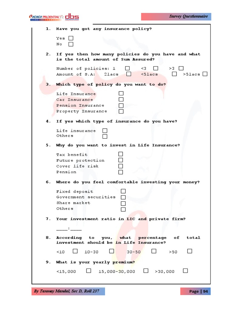 ICICI Prudential Life Insurance Survey | PDF | Insurance | Life Insurance