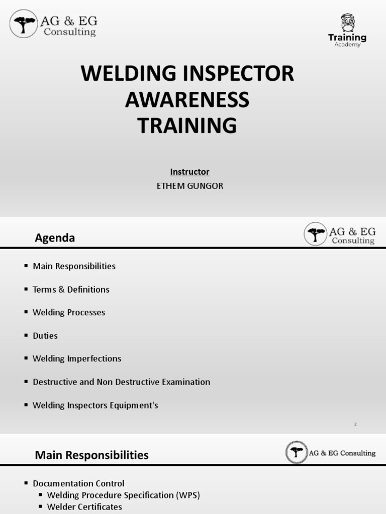 Welding Inspector Training Overview | PDF | Construction | Welding