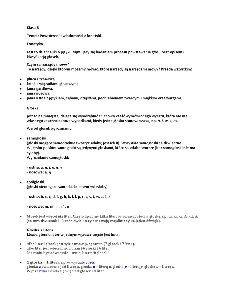 Powtórzenie Z Klasa 8 PDF