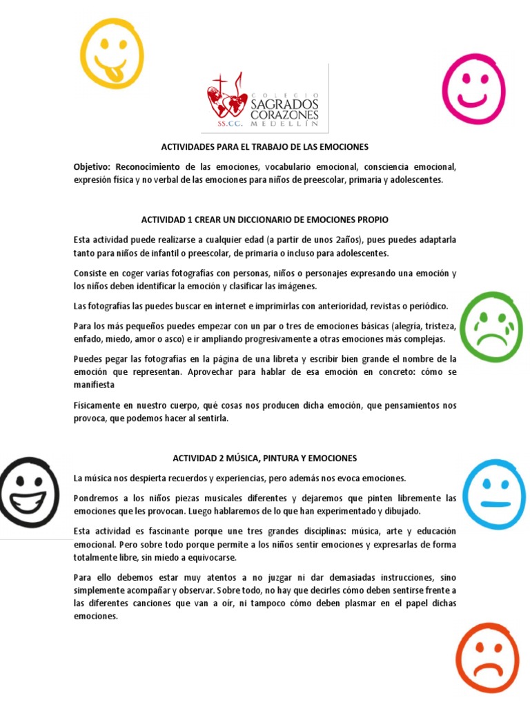 Actividades para Trabajar Emociones | PDF | Las emociones | Canciones