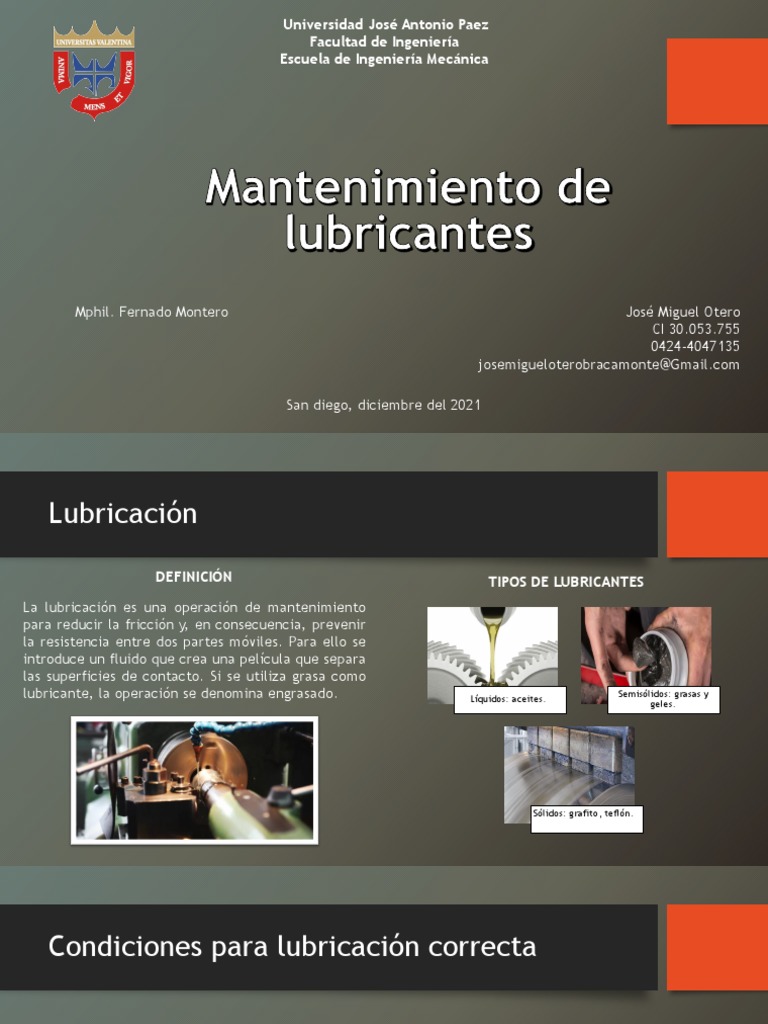 Mantenimiento y Fallas en Lubricación | PDF | Lubricante | Aceite de motor
