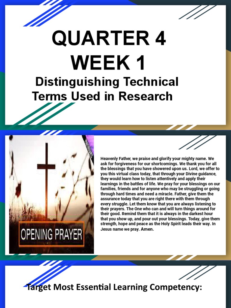 Q4 Module 1Distinguishing Technical Terms in Research PDF Cognition Science