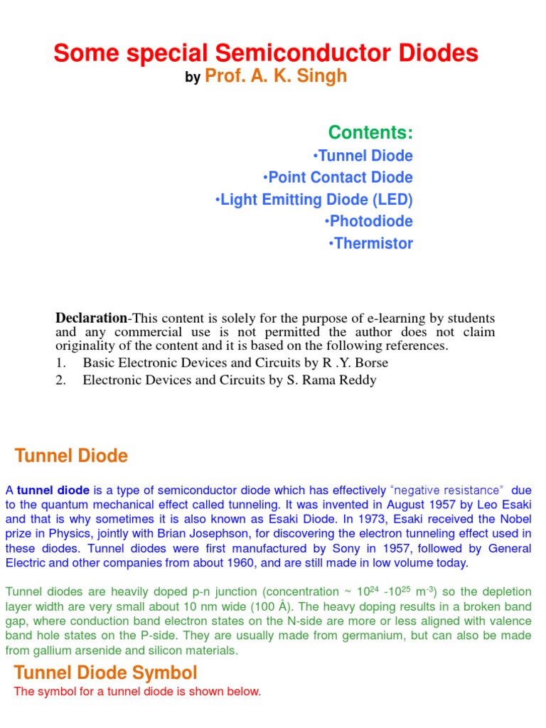Special Semiconductor Diodes Overview | PDF | P–N Junction | Diode