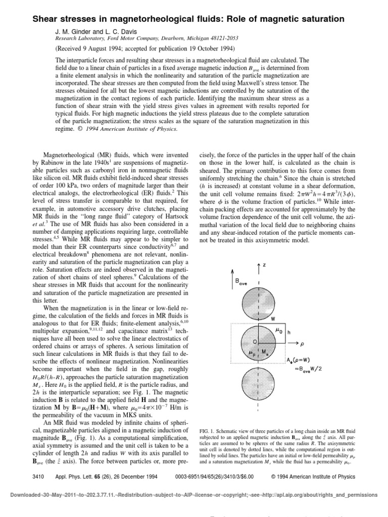 ApplPhysLett 65 3410 | PDF | Stress (Mechanics) | Magnetic Field