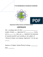 Certificate: Mehran University of Engineering & Technology Jamshoro